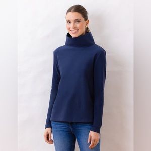 NWT Dudley Stephens Navy Greenpoint Turtleneck in Terry Fleece